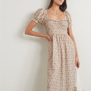 DÔEN Gia ruffled floral-print organic cotton-blend voile midi dress